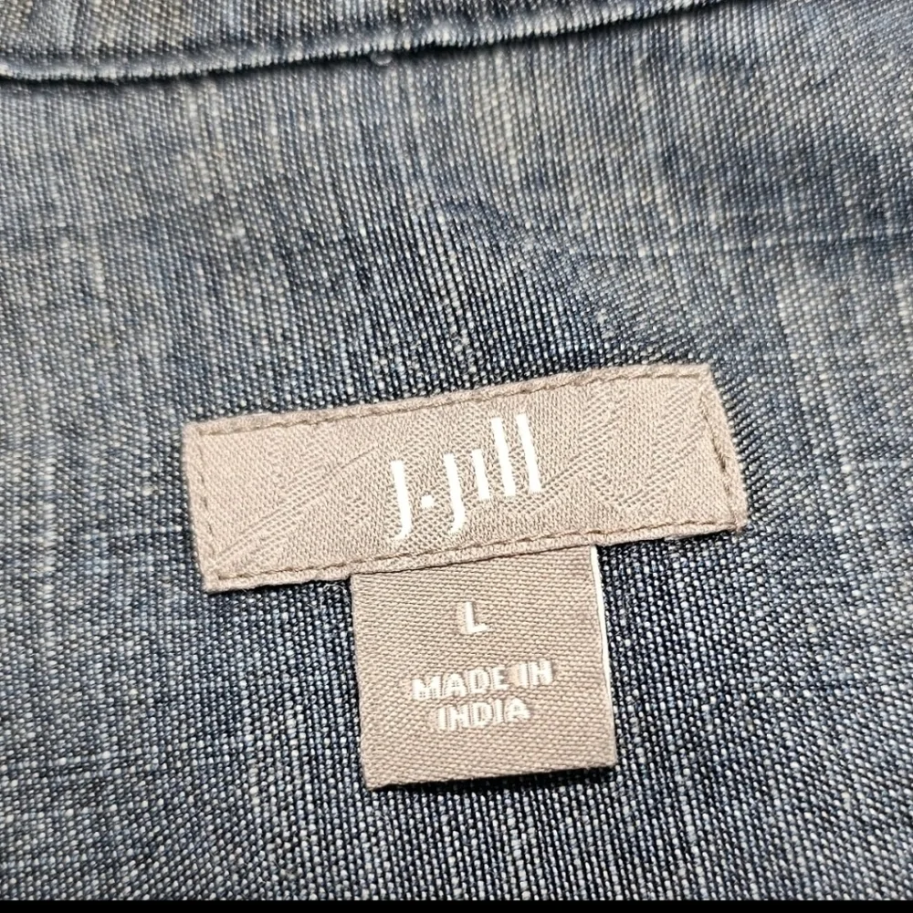 J Jill Large Longsleeve Button Frontt  Roll Tab Chambray   Denim Shirt Dress - Picture 14 of 14